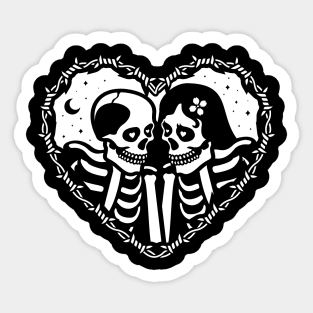 Skeletons love (black and white) Sticker